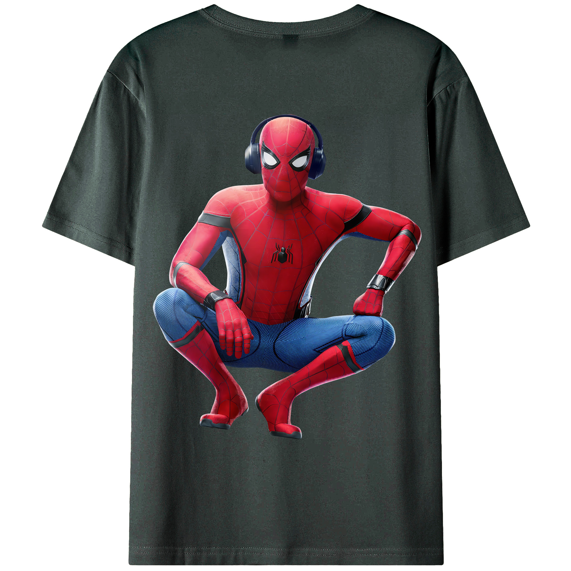 （画像用） Spider Man スパイダーマン 綿100％ メンズ半袖Tシャツ（バックプリント） 通気性